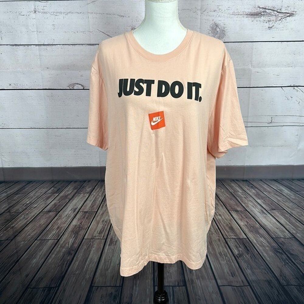 Nike Tee Shirt Top Mens XL Pink Short Sleeve Crew Neck Logo Just Do‎ It